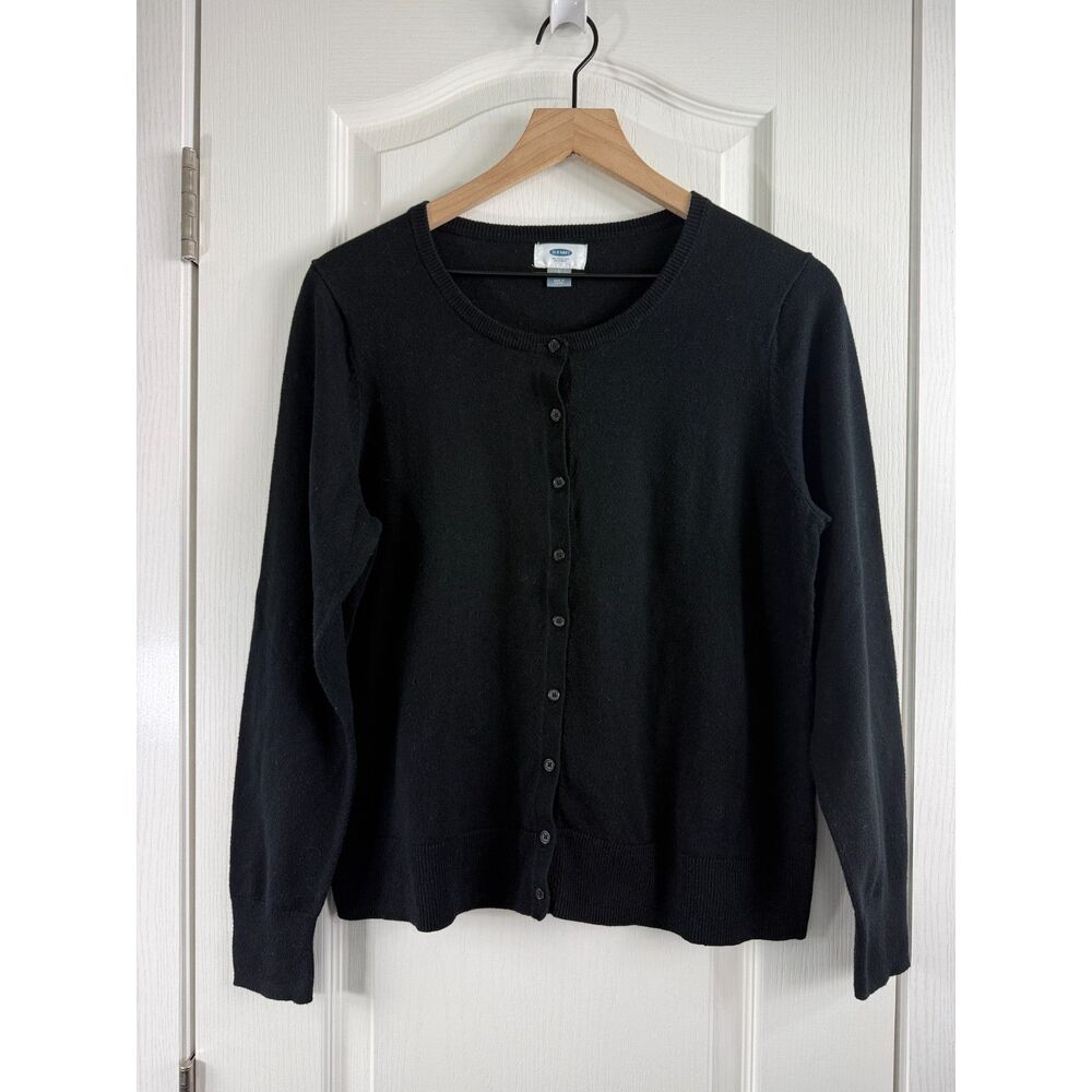 Old Navy Women’s Black Crew Neck Cardigan Sweater Size Large Button Front